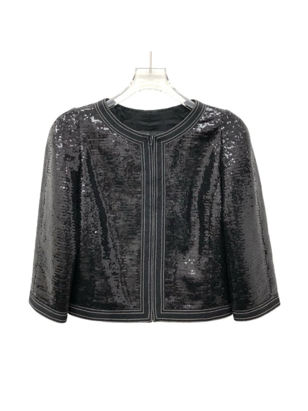 Chanel Black Sequin-Embellished Crew-Neck Jacket